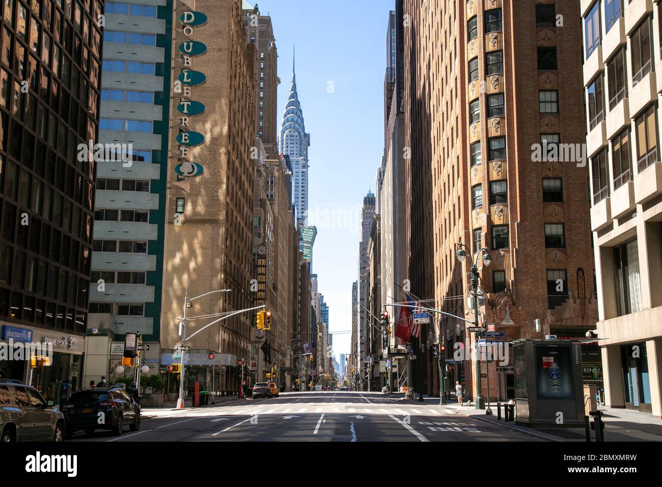 Lexington Avenue with no cars during the coronavirus pandemic, New York City. Stock Photo