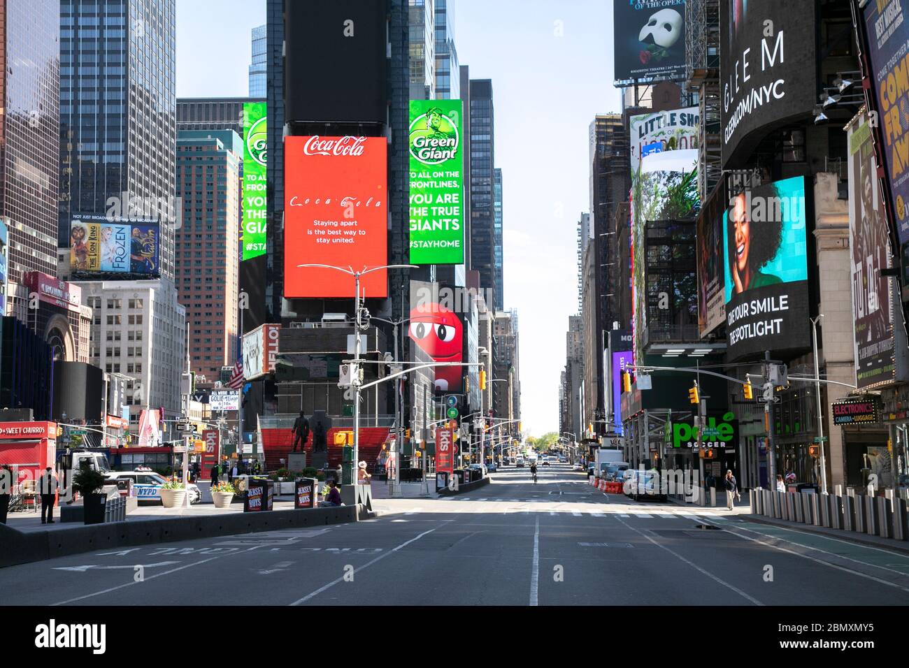 Times Square quiet during coronavirus pandemic. Stock Photo