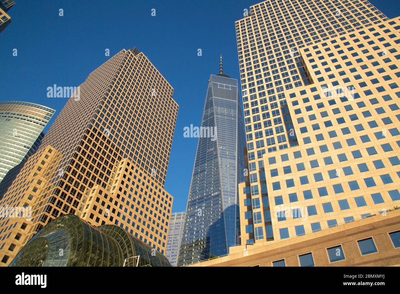 Freedom Tower and other buildings downtown Manhattan. Stock Photo