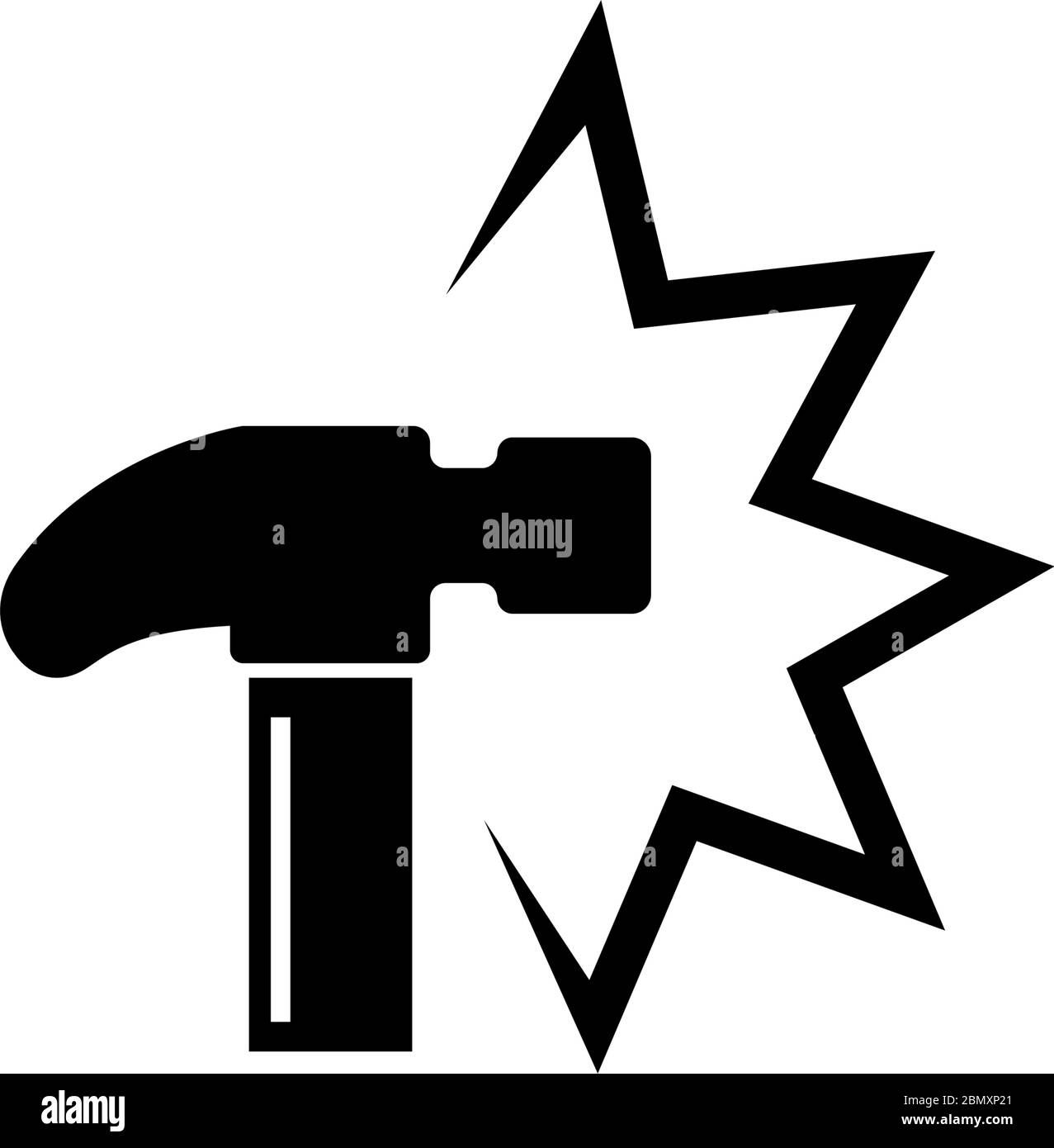 Hammer Crash, Knock, External Influence. Flat Vector Icon illustration