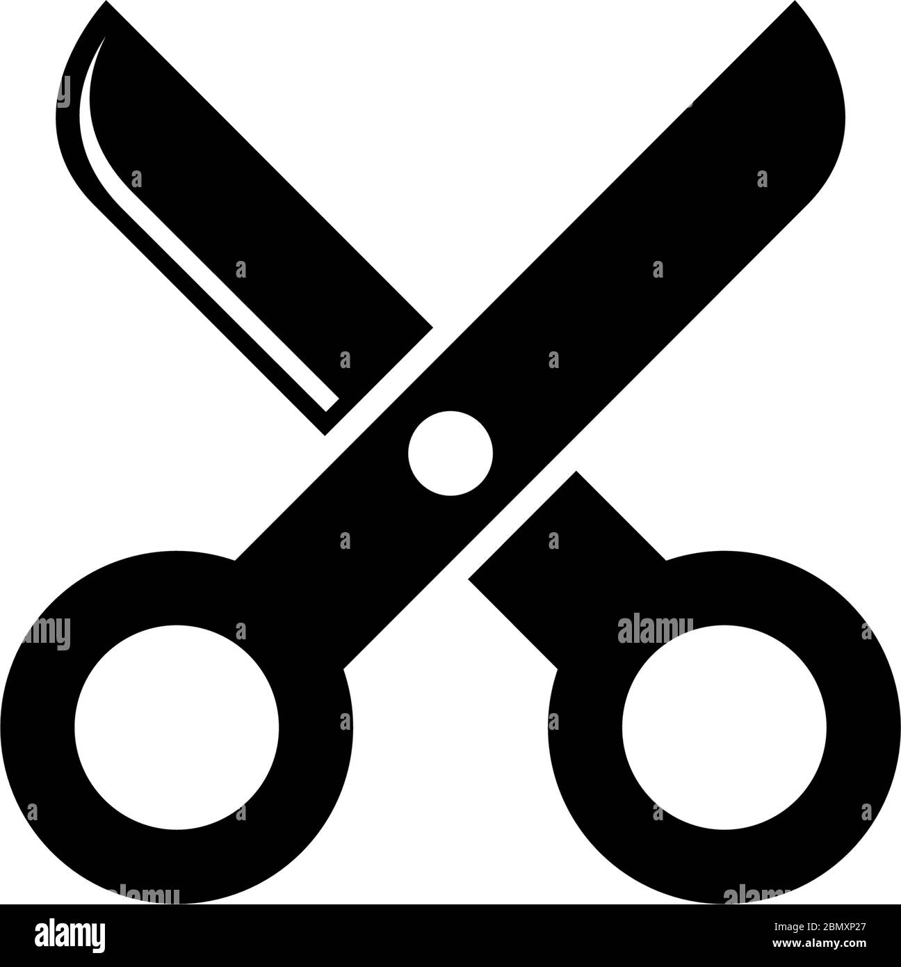 simple flat black and white scissors icon, Stock vector