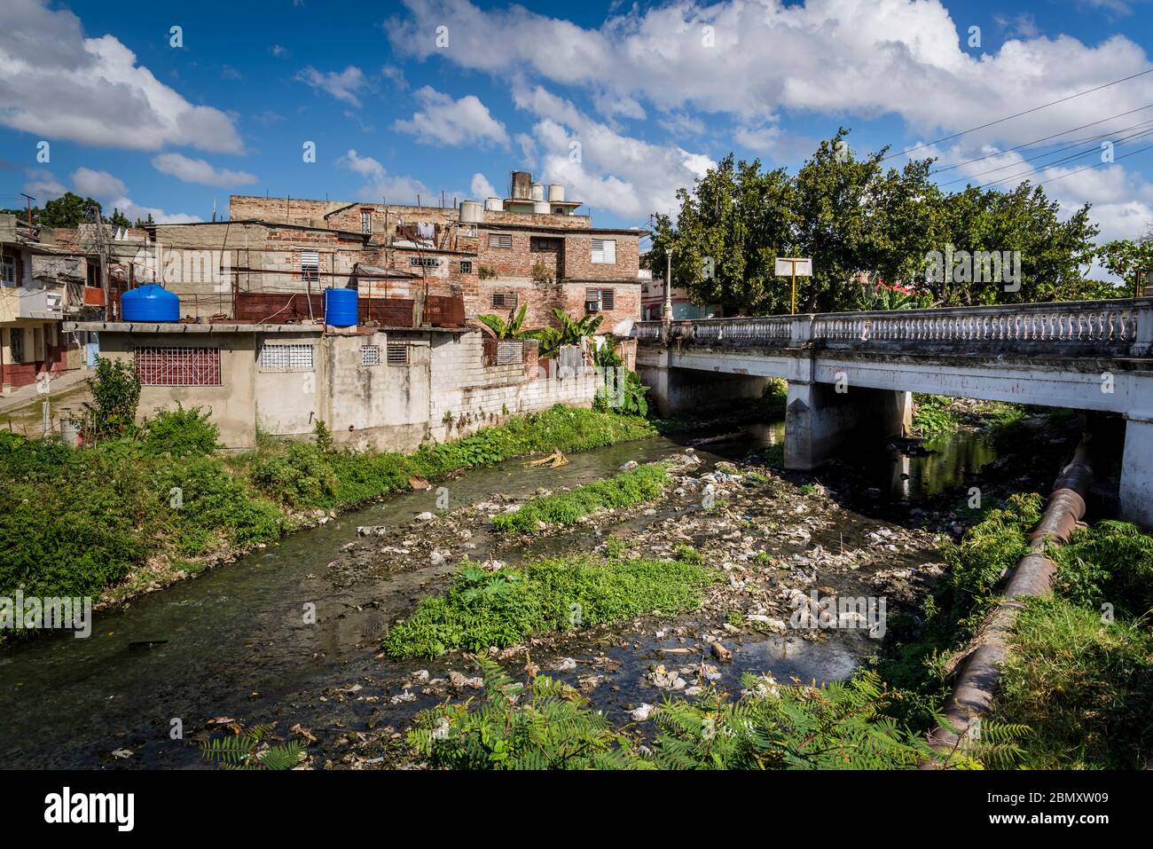 Pollution in the river in Santa Clara, Cuba Stock Photo