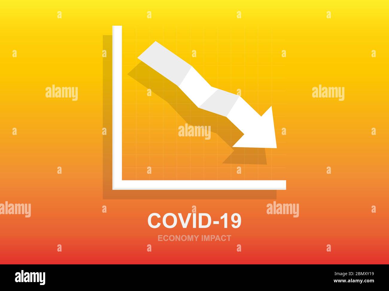 Covid 19, Coronavirus economy ımpact. Down arrow pointing downwards ...