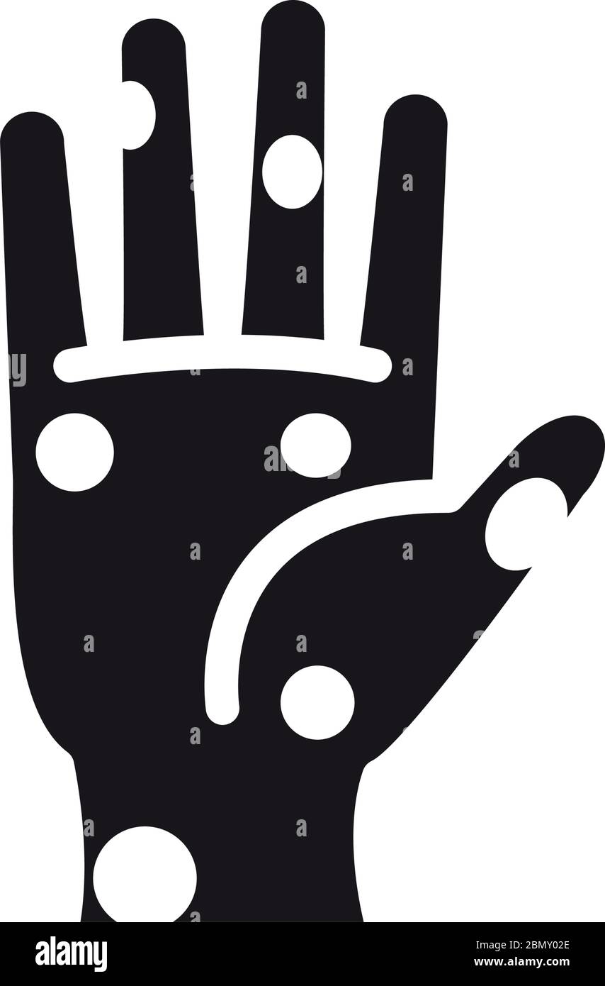 hand with germs icon over white background, silhouette style, vector ...