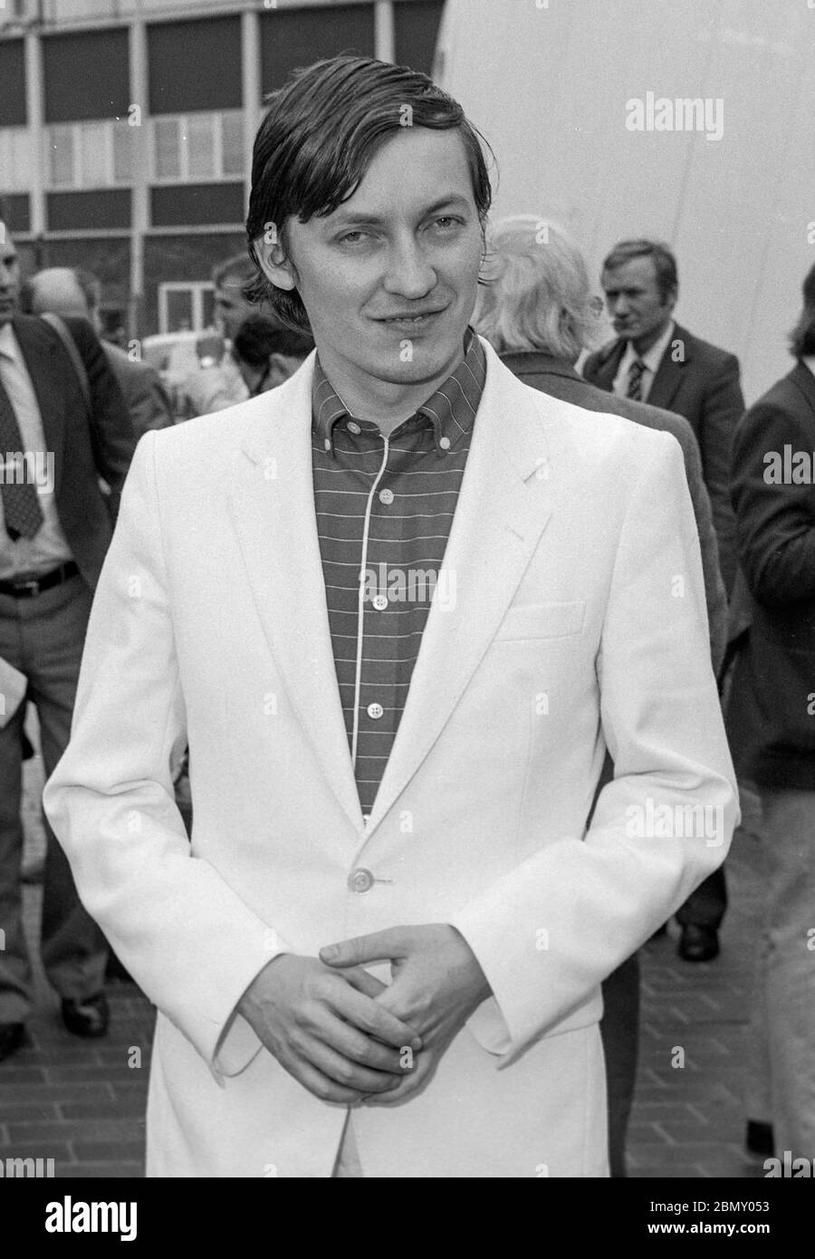 World chess champion Anatoly Karpov taking his shave Stock Photo