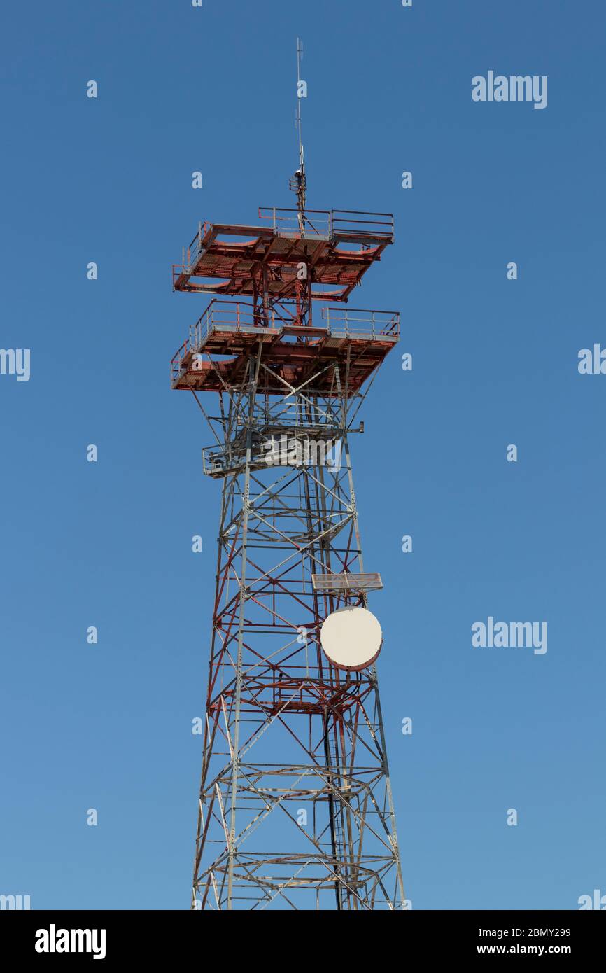 Legacy long distance microwave link tower. Prior to fiber optics