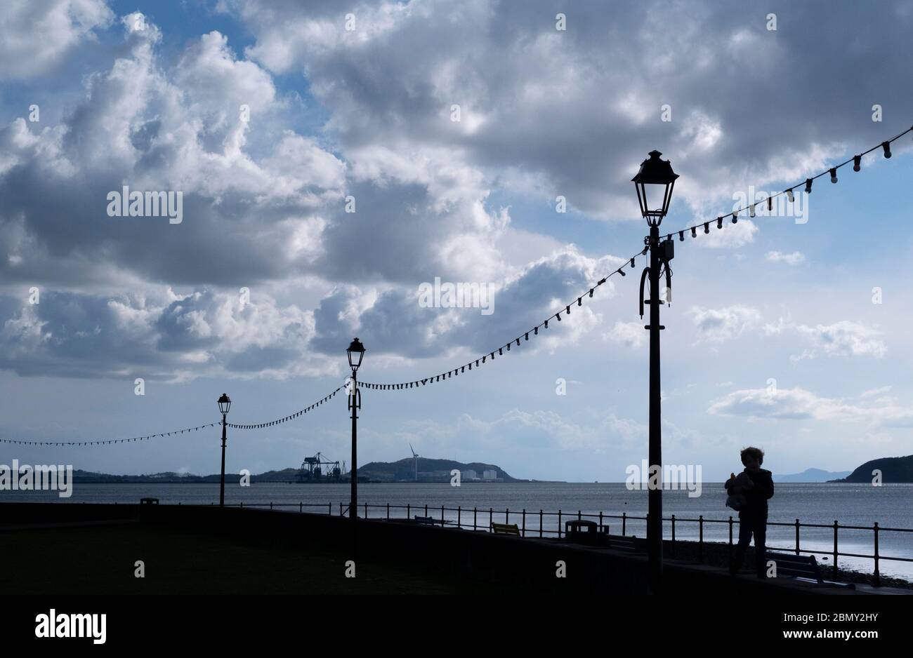 The sea front in Largs at Makerston place. Stock Photo