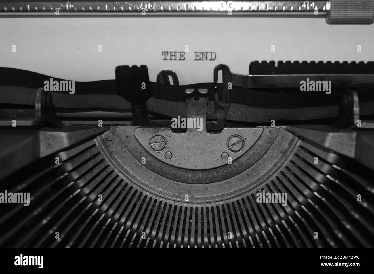 text message the end with old typewriter vintage Stock Photo