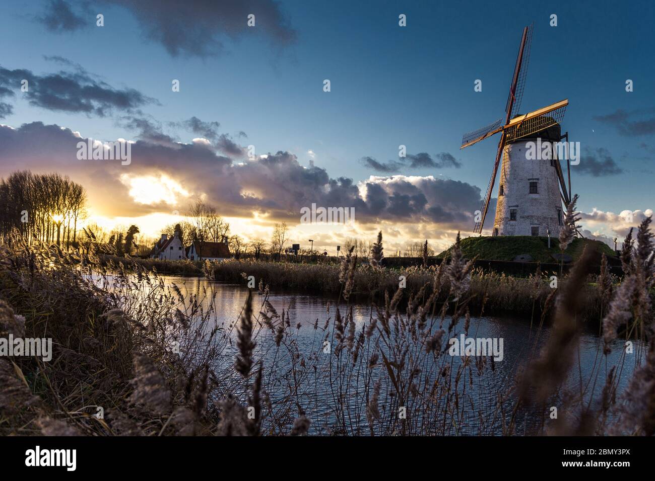 Beautiful windmill in Damme, Belgium Stock Photo