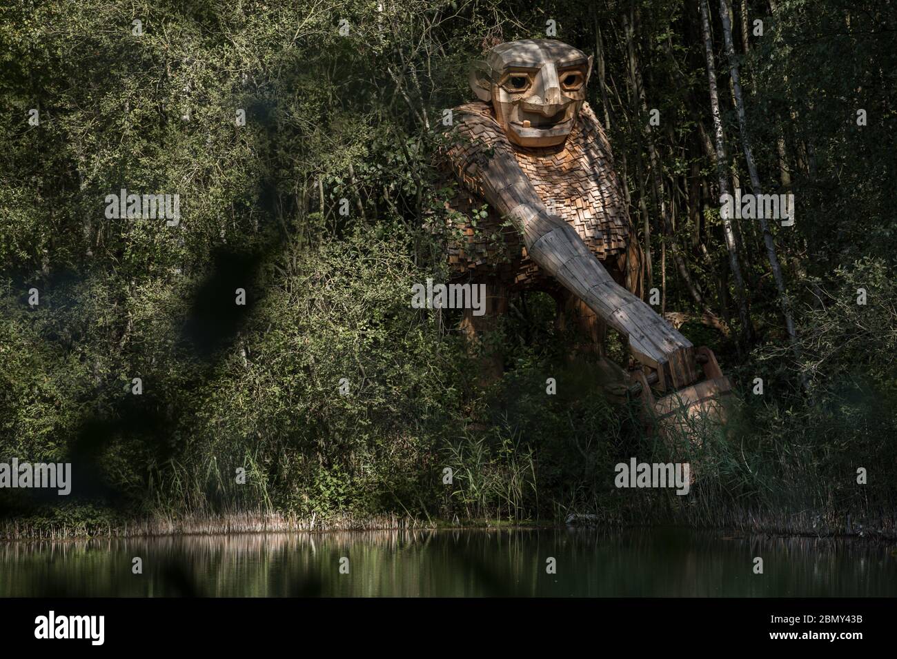 Friendly trolls in De Schorre park in Boom, Belgium by recycling artist Thomas Dambo Stock Photo