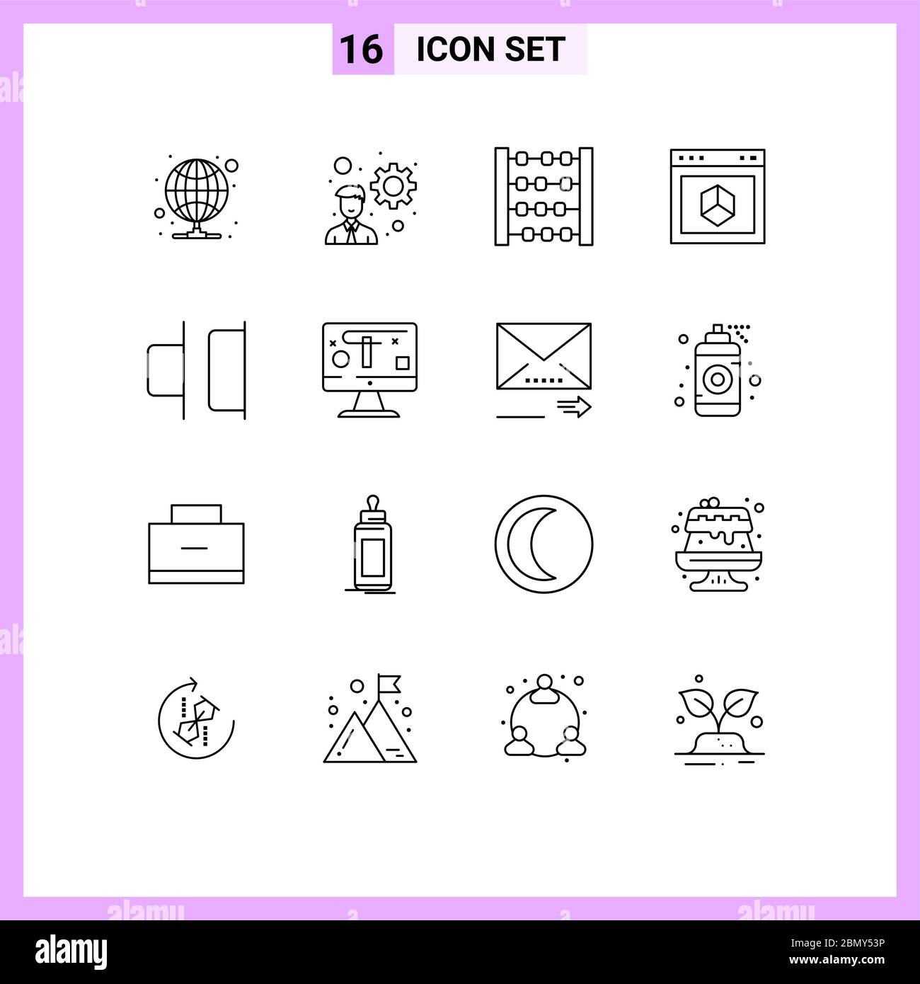 Pictogram Set of 16 Simple Outlines of right, distribute, counter, site, element Editable Vector Design Elements Stock Vector