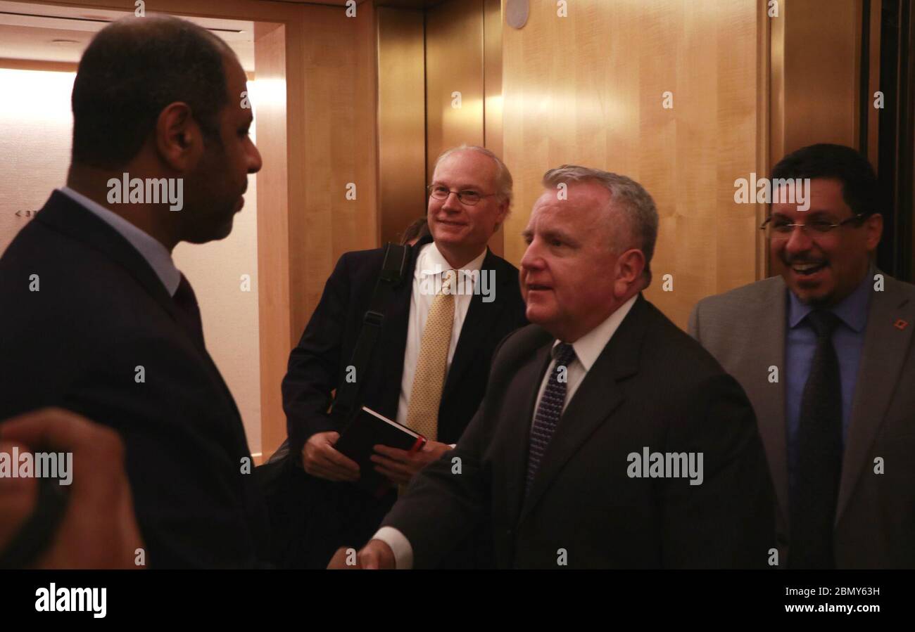 Deputy Secretary Sullivan Meets With Yemeni President Abdrabbuh Mansour Hadi in New York City Deputy Secretary John Sullivan meets with Yemeni President Abdrabbuh Mansour Hadi, on the margins of the 73rd Session of the United Nations General Assembly, in New York City on September 24, 2018. Stock Photo