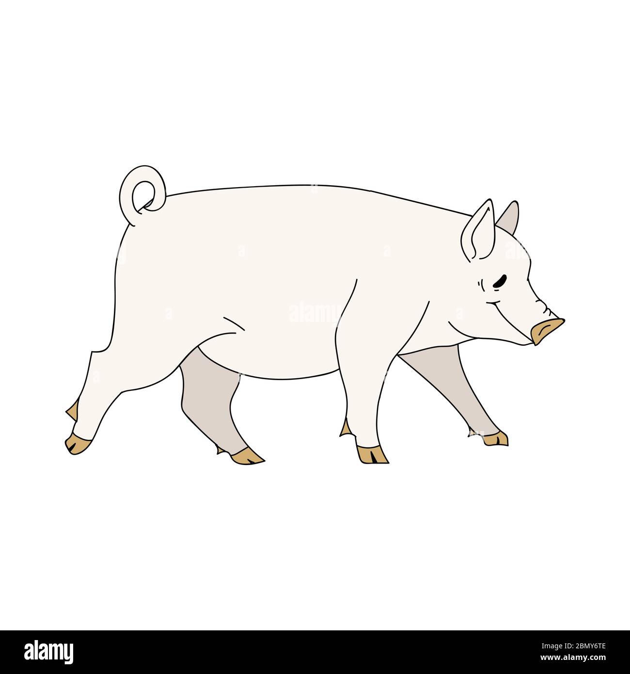 Cute french farmhouse pig vector clipart. Hand drawn shabby chic style country farm kitchen. Illustration of farm animal pork livestock ranch graphic Stock Vector