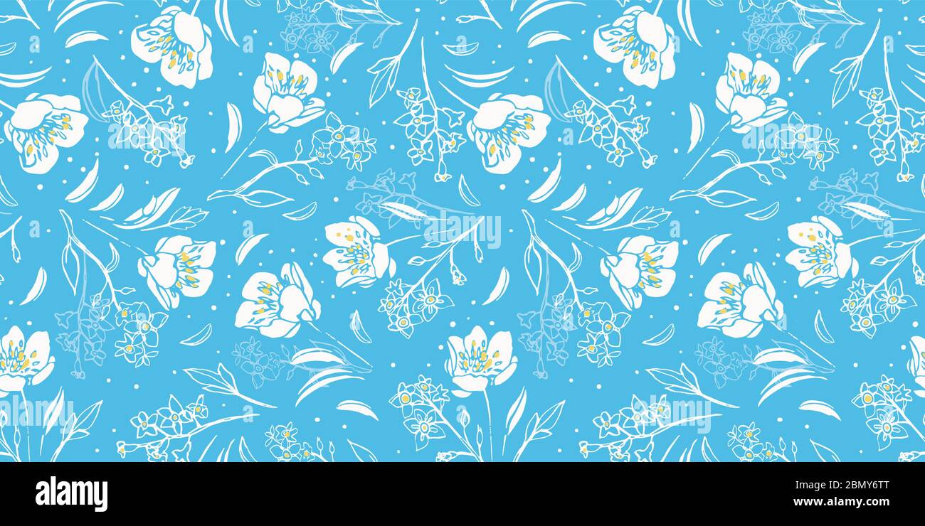Butercup Pattern Vector elegant botany hand drawn buttercup repeat pattern with shape ...