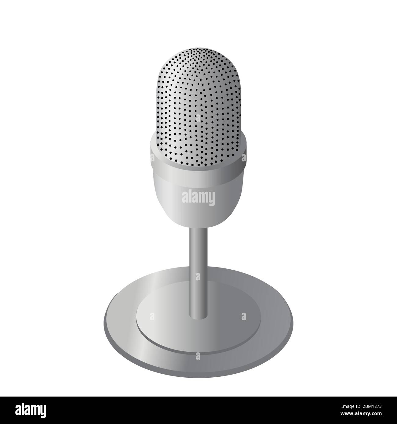 Table microphone icon isolated on white, vector silver colored