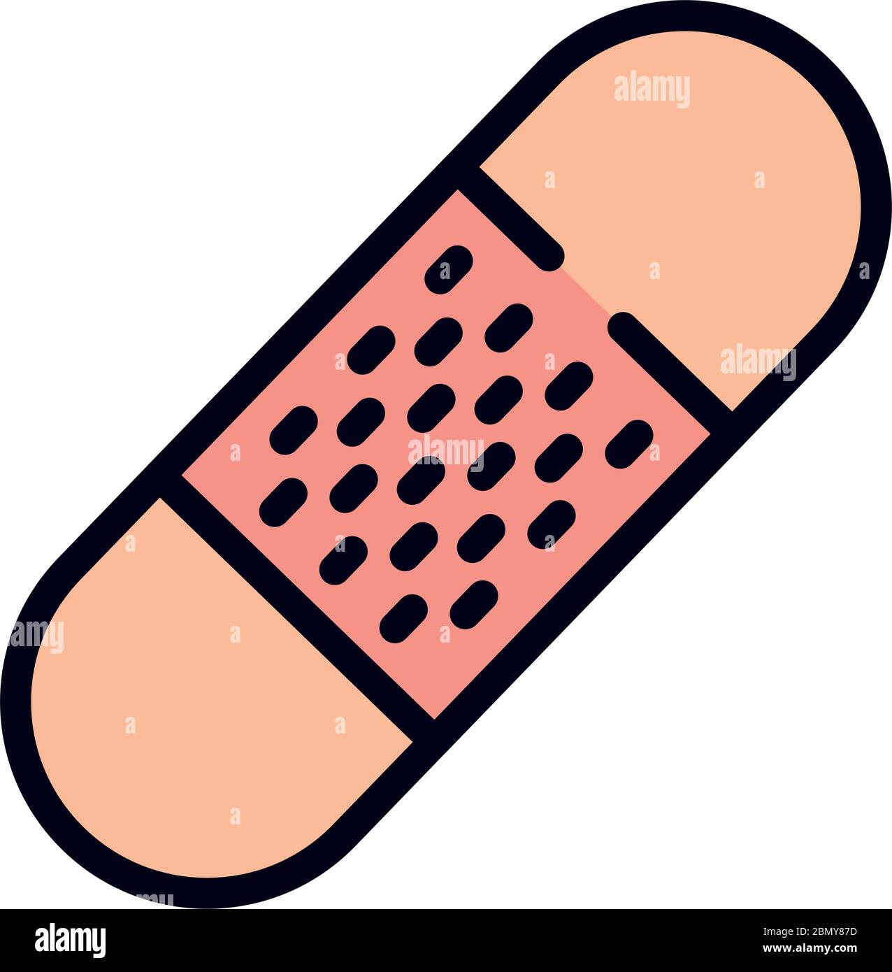 medicine concept, aid band icon over white background, line and fill ...