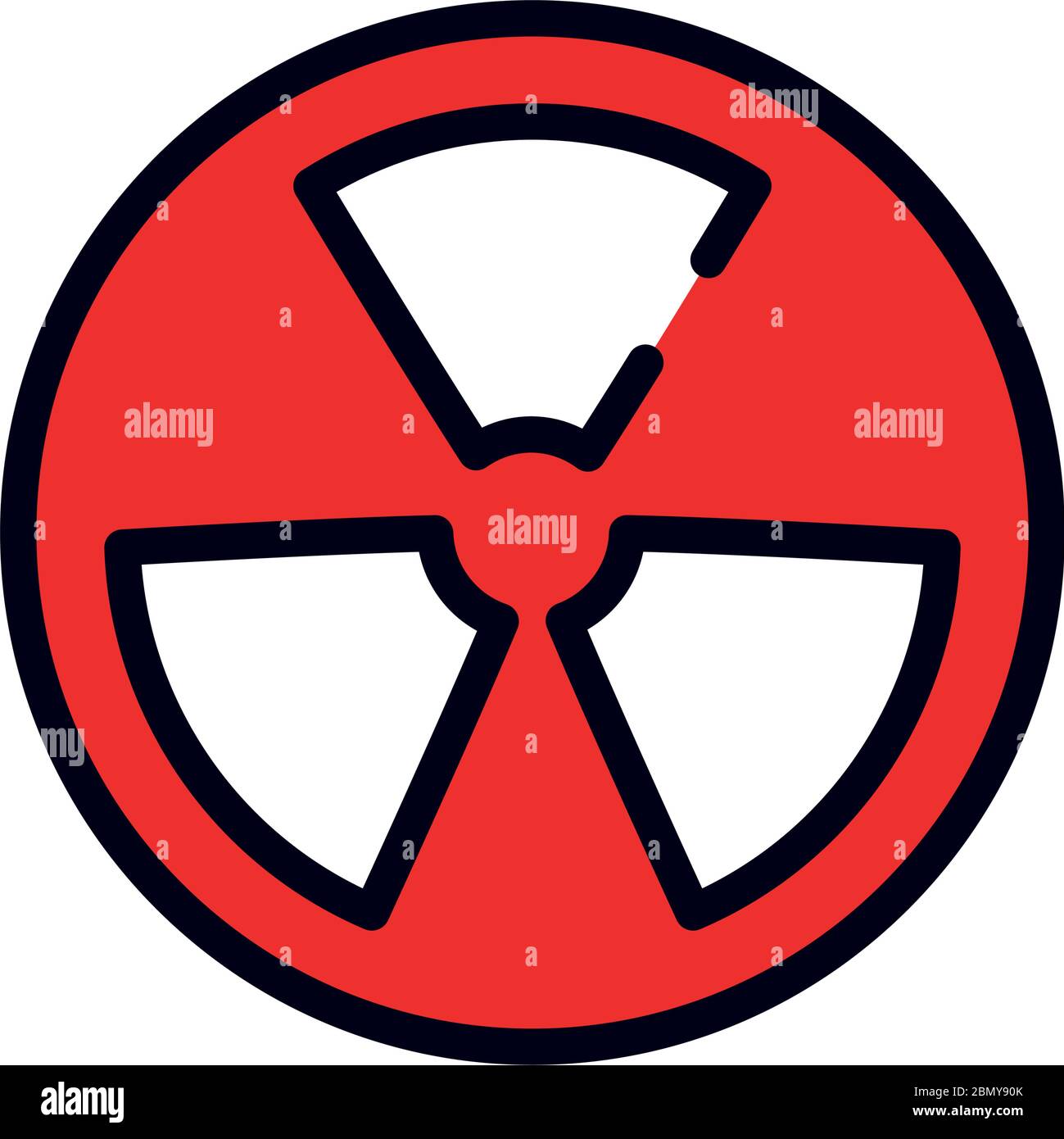 nuclear symbol icon over white background, line and fill style, vector