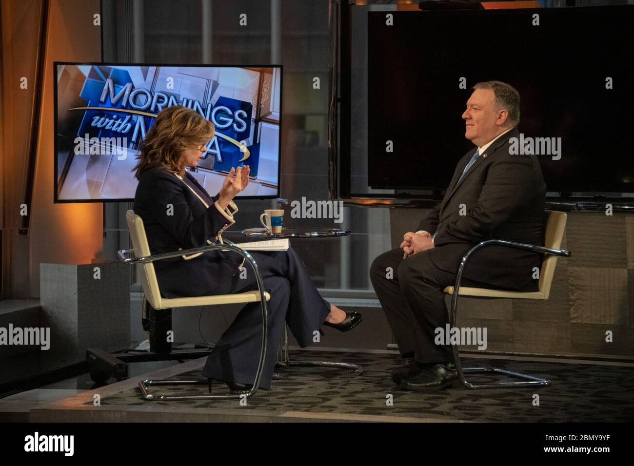Secretary Pompeo Participates in an Interview on Fox Business U.S. Secretary of State Michael R. Pompeo participates in an interview with Maria Bartiromo on Fox Business in New York City, New York on February 21, 2019. Stock Photo