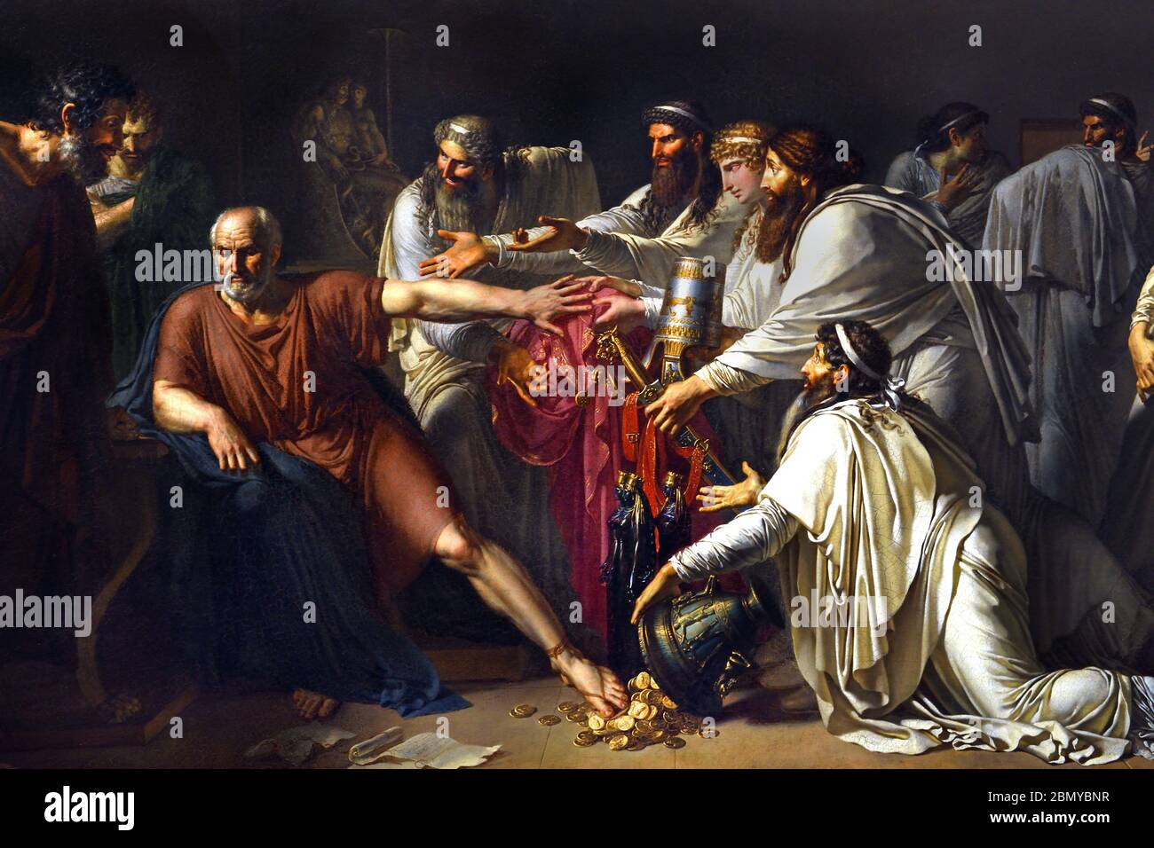 Hippocrate refusant les présents d'Artaxerxès - Hippocrates refusing the gifts of Artaxerxes 1792 Anne Louis Girodet Trioson 1767–1824 France, French. (Hippocrates refusing the presents of the Achaemenid Emperor Artaxerxes, who was asking for his services.) Stock Photo