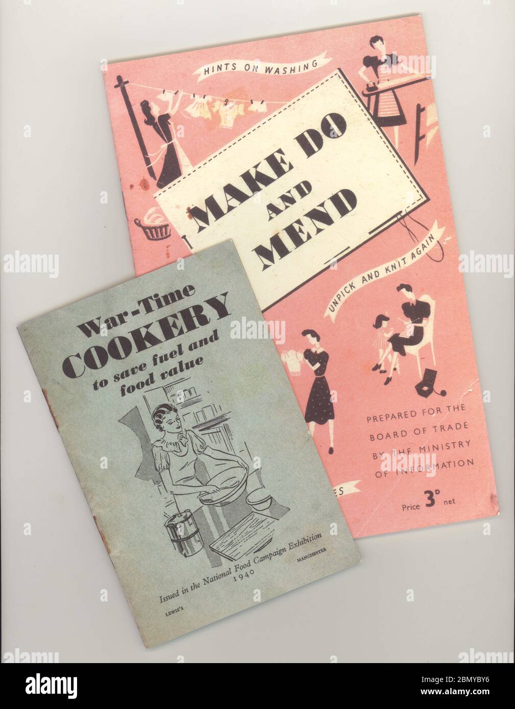 Reproduction WW2 era Make do and Mend from the 1940's and war-time cookery leaflet dated 1940, U.K. Stock Photo