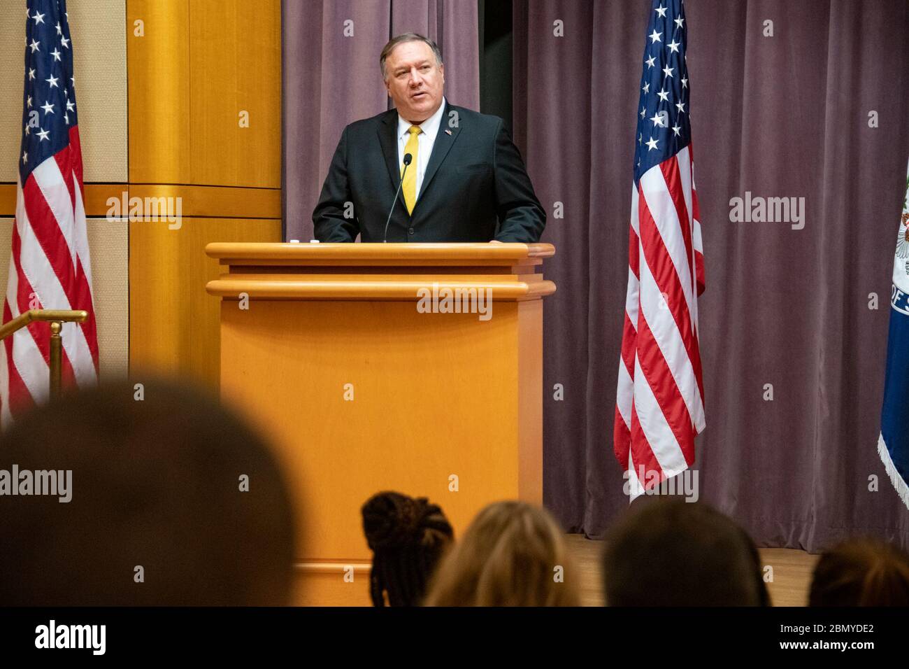 Secretary Pompeo Gives Remarks at the 2019 Presidential Management Fellow (PMF) Graduation Ceremony U.S. Secretary of State Michael R. Pompeo gives remarks at the 2019 Presidential Management Fellow (PMF) graduation ceremony at the U.S. Department of State in Washington, D.C., on June 19, 2019. Stock Photo
