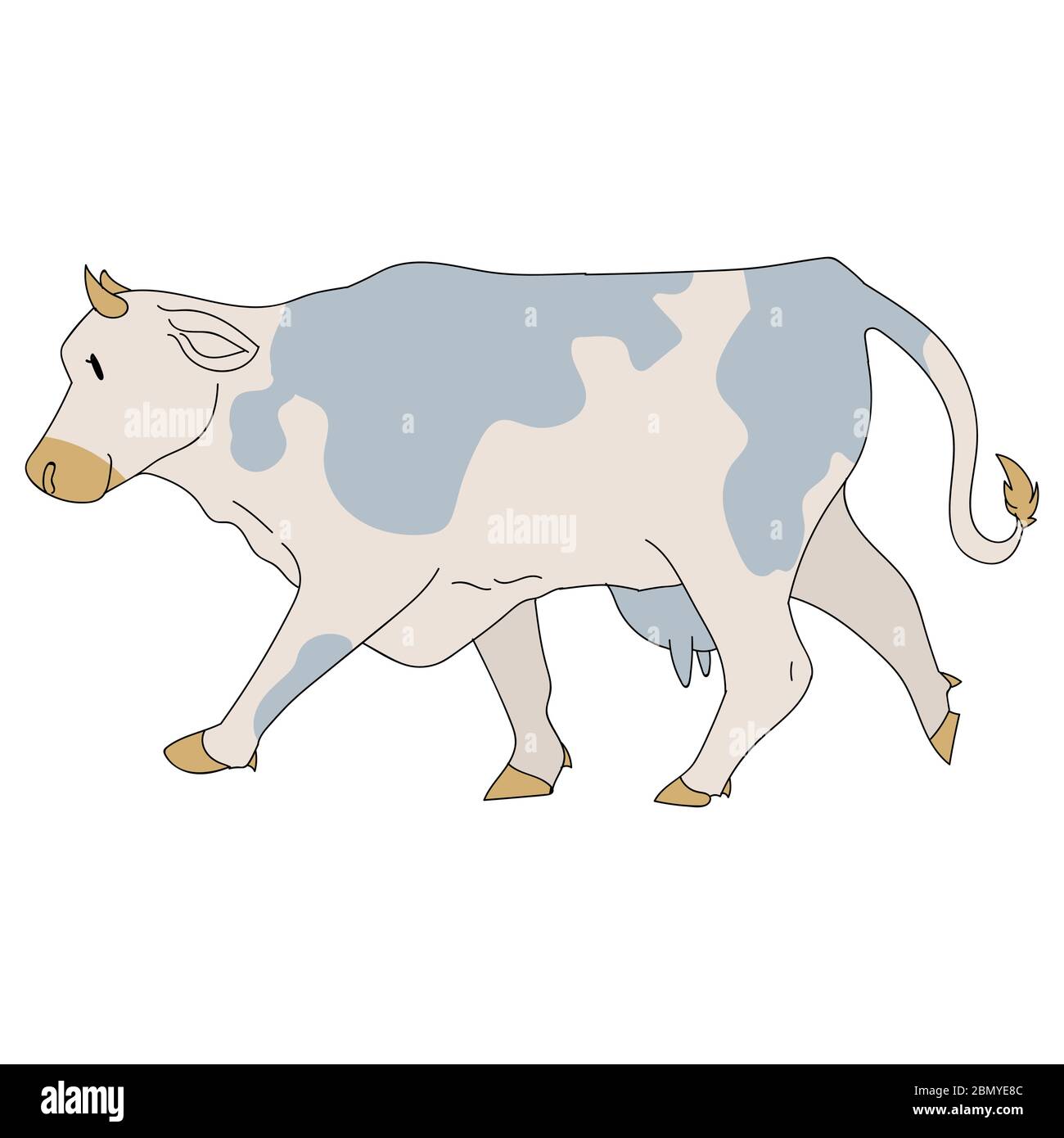Cute french farmhouse cow vector clipart. Hand drawn shabby chic style country farm kitchen. Illustration of bovine farm animal livestock ranch Stock Vector
