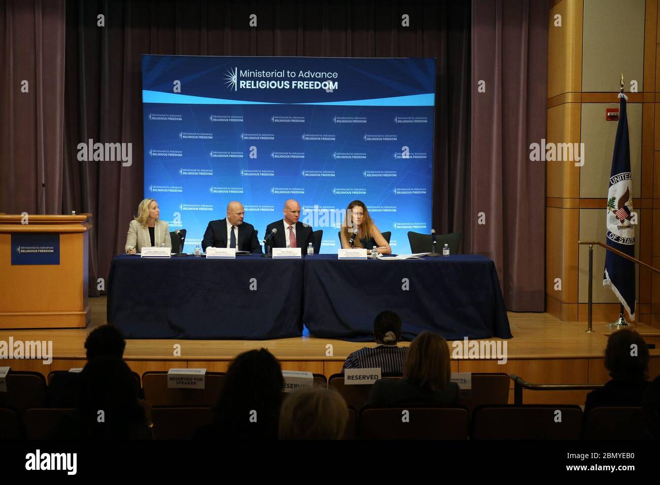 2019 Ministerial to Advance Religious Freedom Acting Director of the Simon-Skjodt Center for Prevention of Genocide Naomi Kikoler speaks on a panel at the Ministerial to Advance Religious Freedom at the U.S. Department of State in Washington D.C. on July 17, 2019. Stock Photo