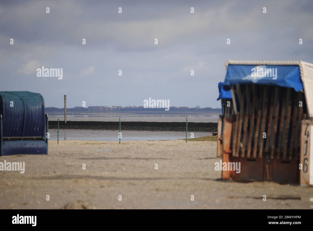 beach chair at the north sea, germany Stock Photo