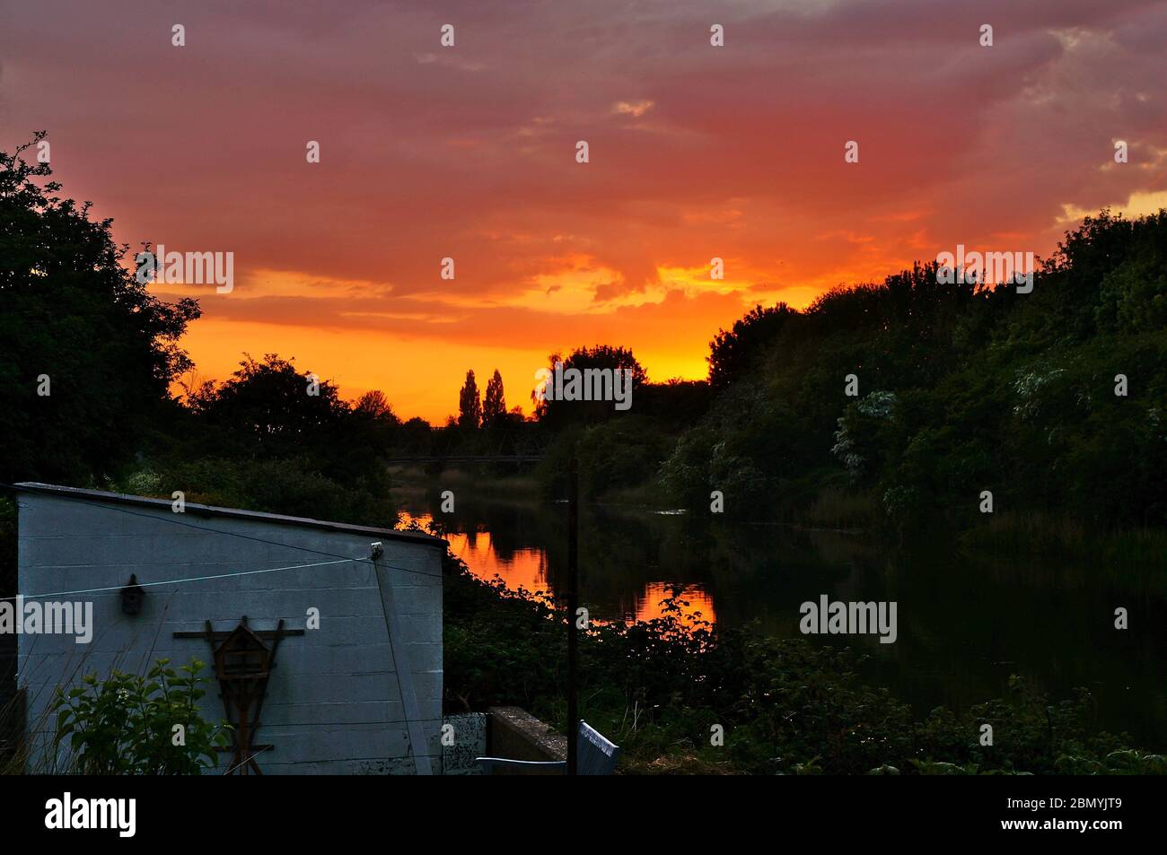 Vivid sunset over the South Forty-foot waterway Stock Photo