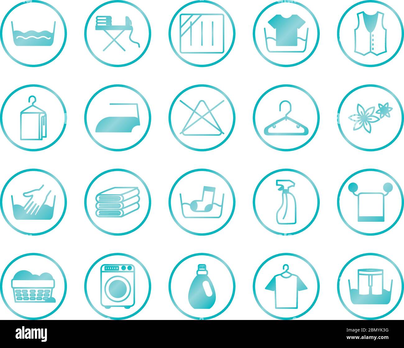 Washing Machine And Textile Care Symbols Icon Set Over White Background 