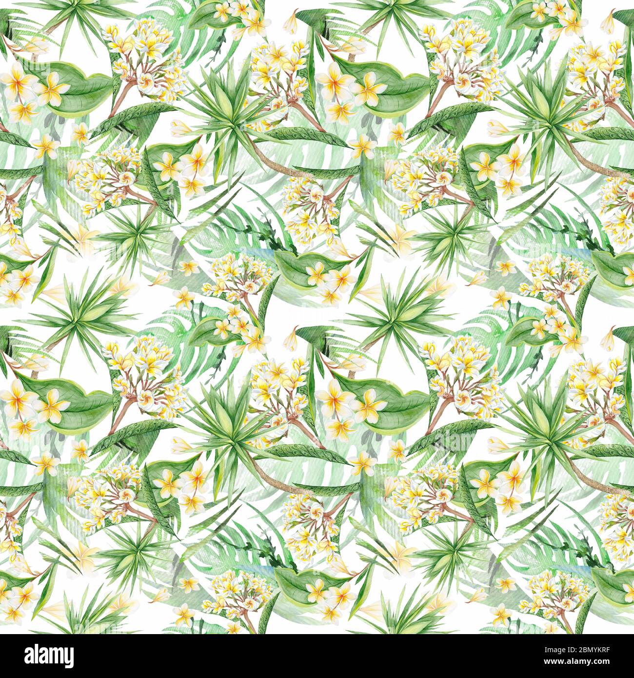 Watercolor Floral Exotic Tropical Seamless Eco Pattern Stock Photo - Alamy