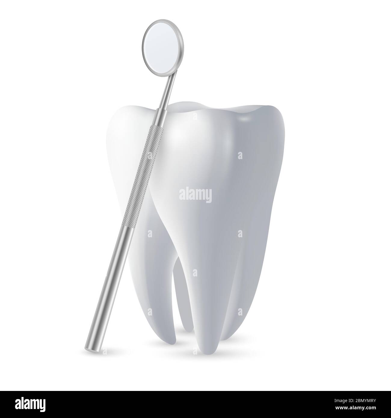 Vector 3d Realistic Dental Inspection Mirror for Teeth with Tooth Icon ...