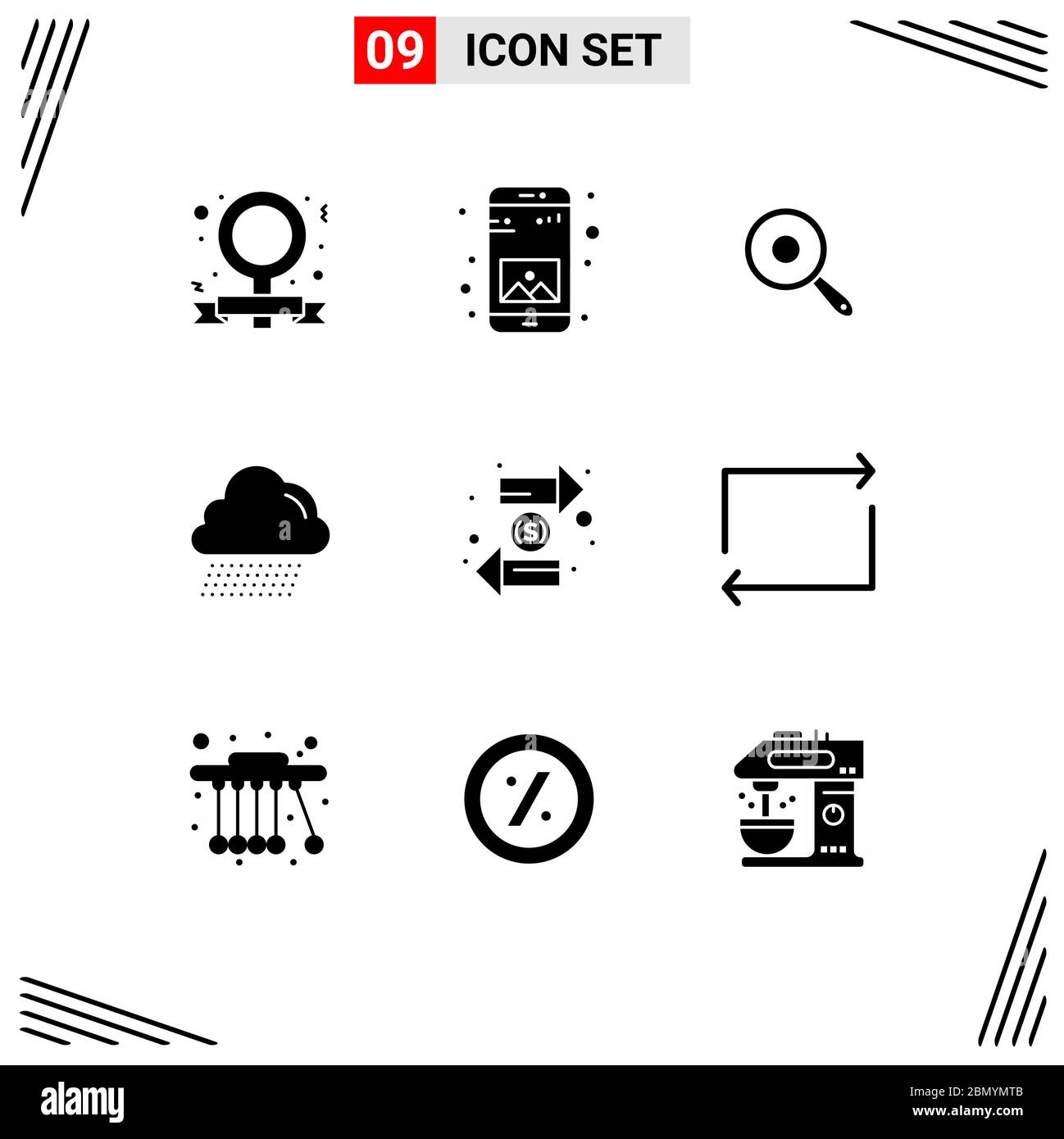 Pictogram Set of 9 Simple Solid Glyphs of exchange, coin, pan, canada, cloud Editable Vector Design Elements Stock Vector