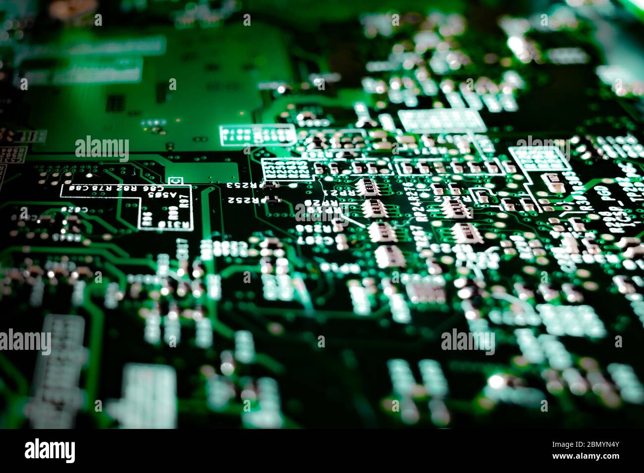 Computer Painted Circuit Board. Electronics Stock Photo