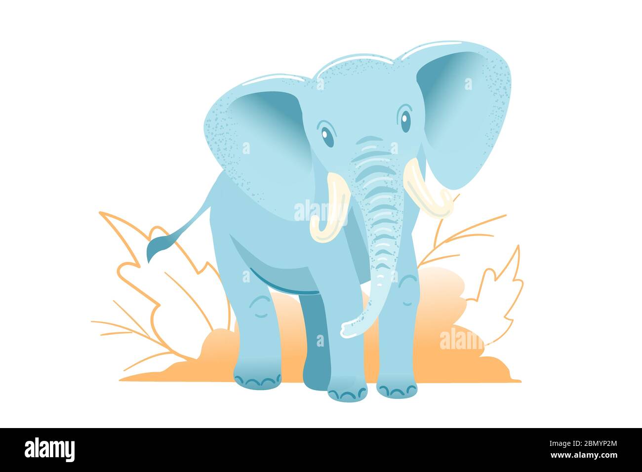 Blue Elephant Card Design Child Adorable Illustration In Cartoon Style African Animal Character Isolated On White Background Children Wildlife Postcard In Pastel Color Funny Drawing Vector Stock Vector Image Art