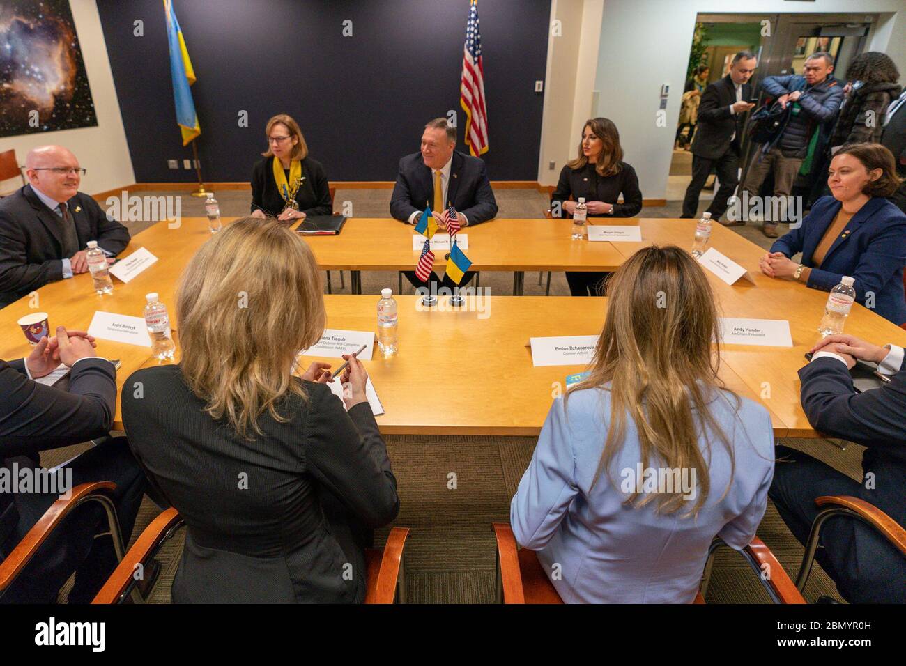 Secretary Pompeo Participates in Panel Discussion in Kyiv U.S. Secretary of State Michael R. Pompeo participates in a Civil Society/ Business Community Panel in Kyiv, Ukraine, on January 31, 2020. Stock Photo
