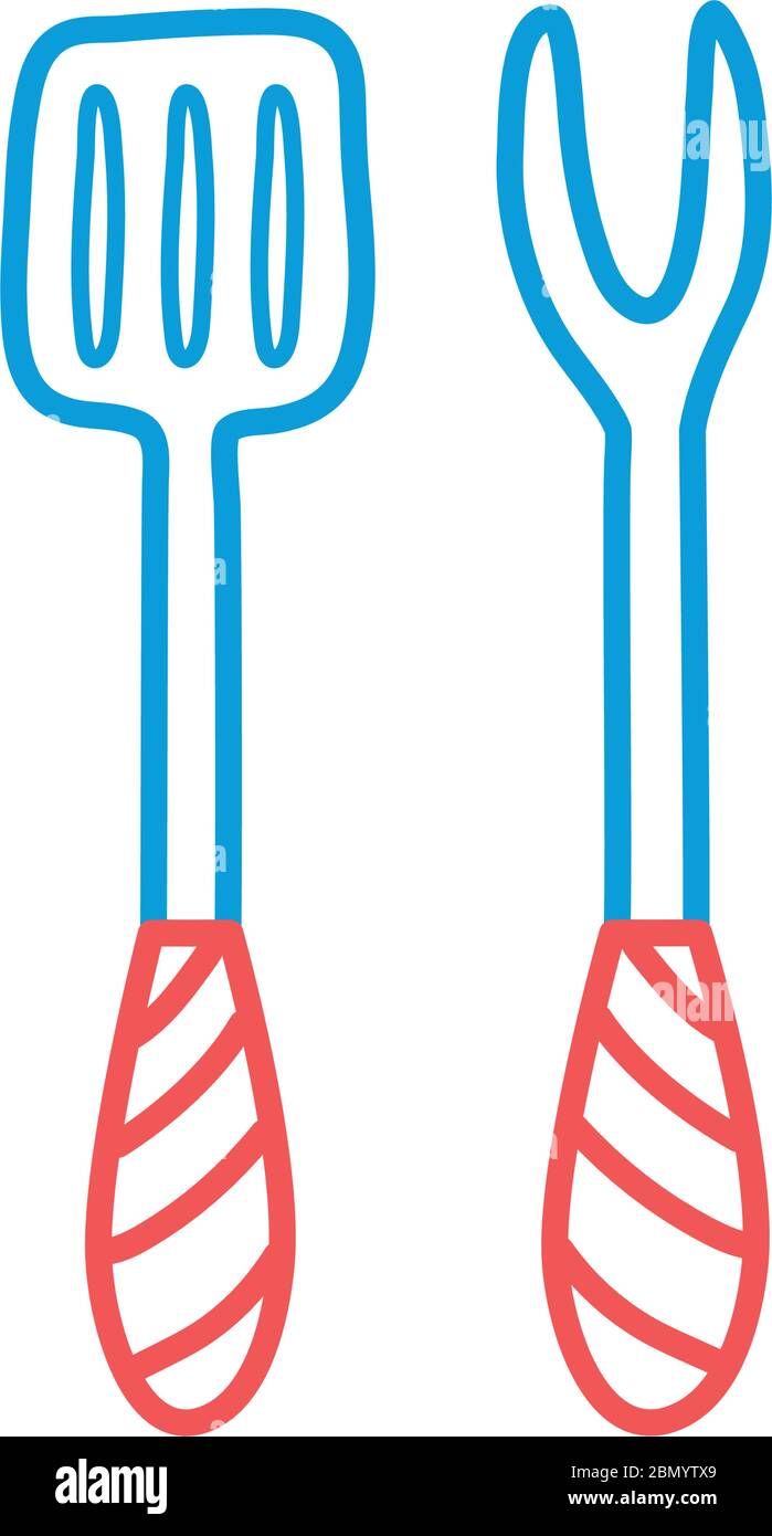 Fork and spatula line and fill style icon vector design Stock Vector