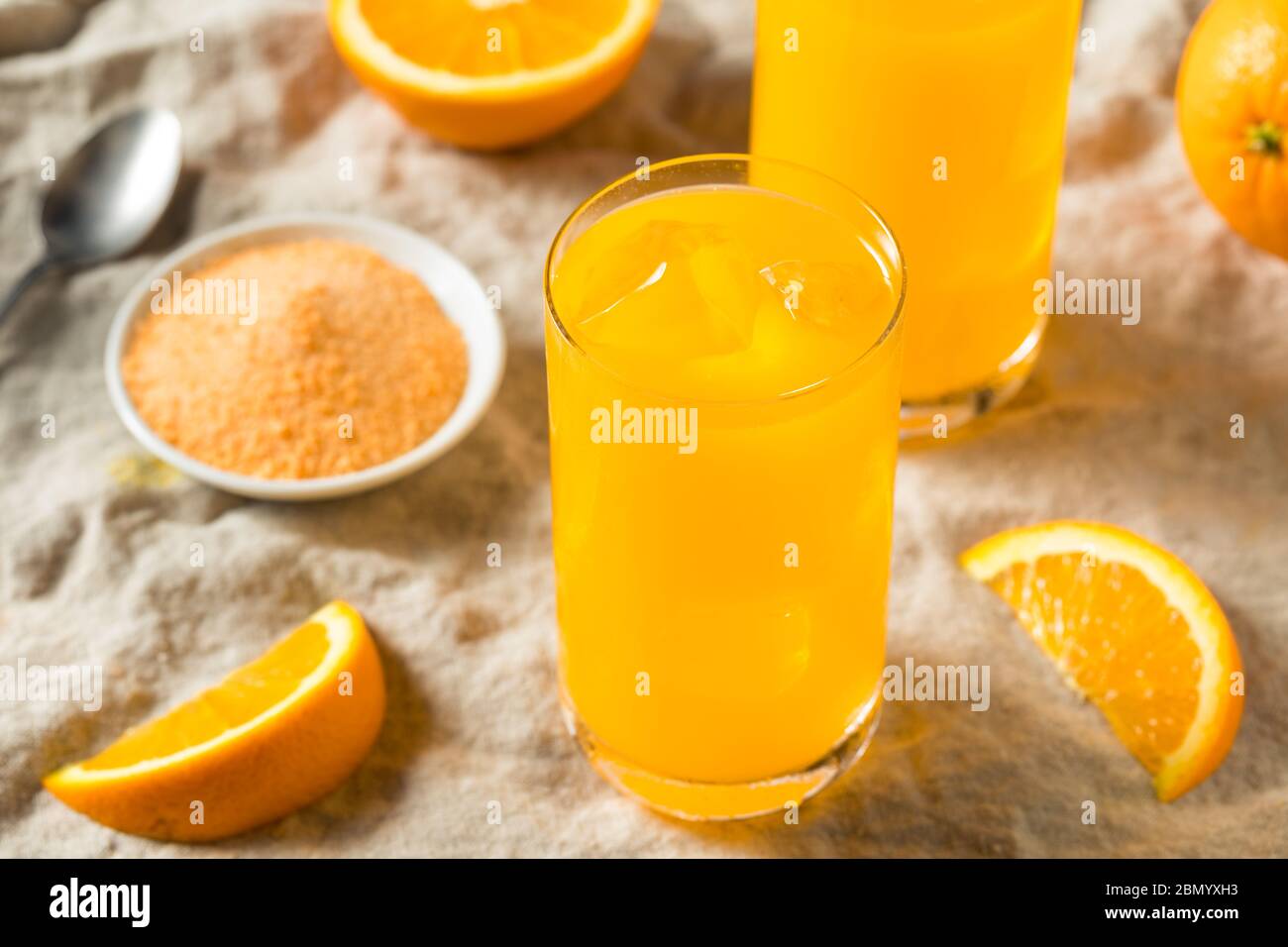 Sweet Refreshing Powdered Orange Drink in a Glass Stock Photo Alamy