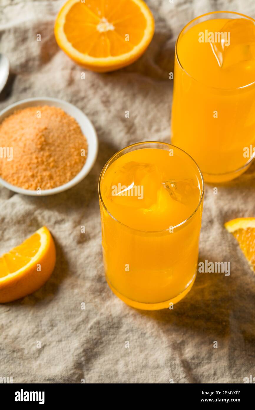 Sweet Refreshing Powdered Orange Drink in a Glass Stock Photo Alamy
