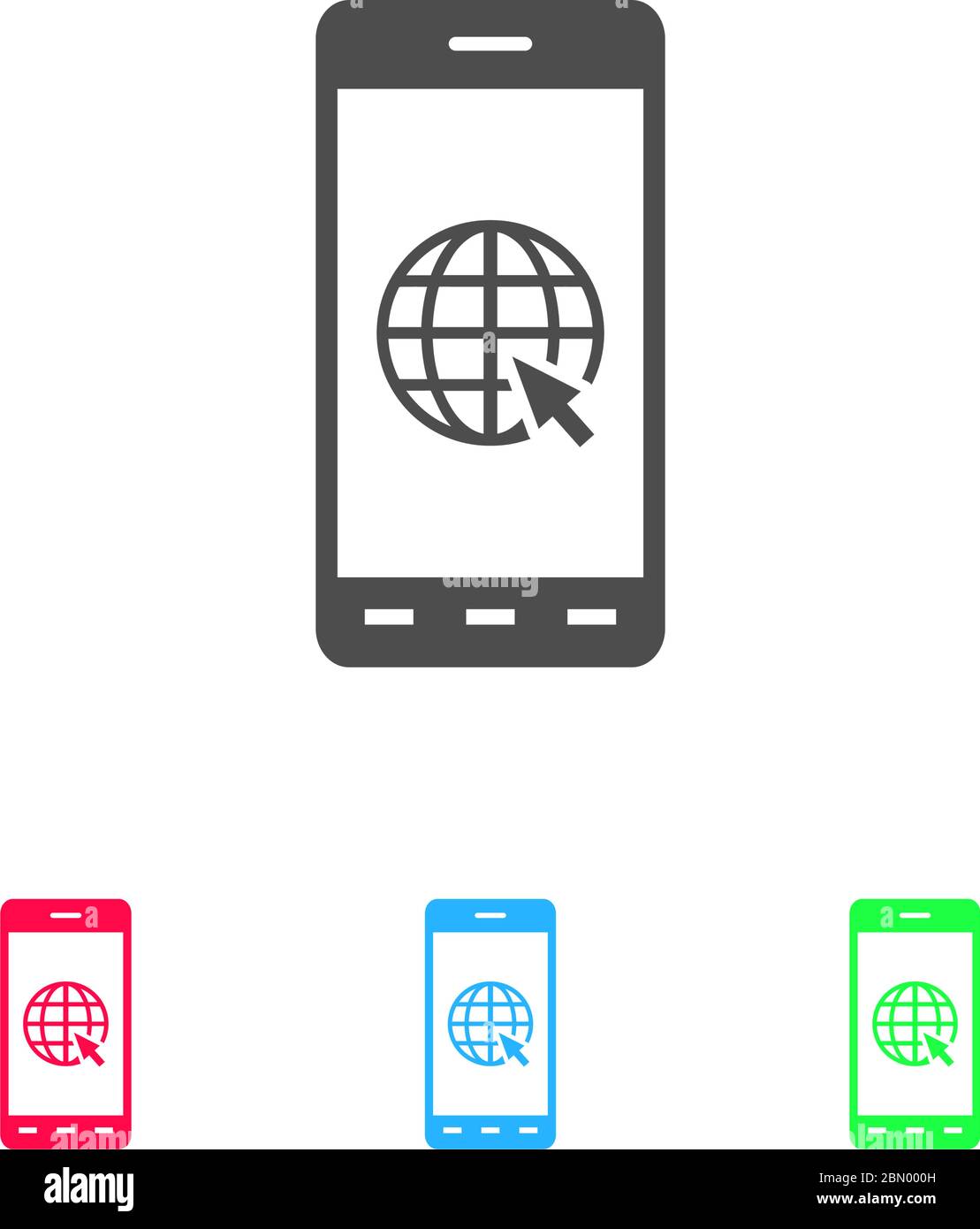 Earth on smartphone screen icon flat. Color pictogram on white ...