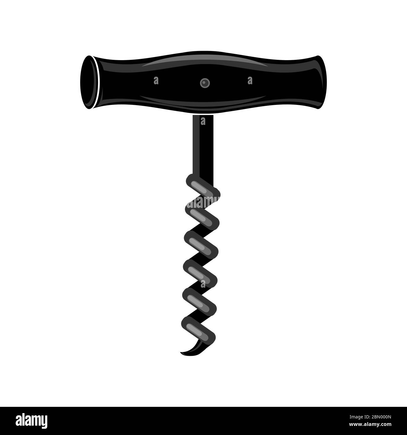 Retro Wood Corkscrew Icon for Opening Wine Bottle Isolated on White ...