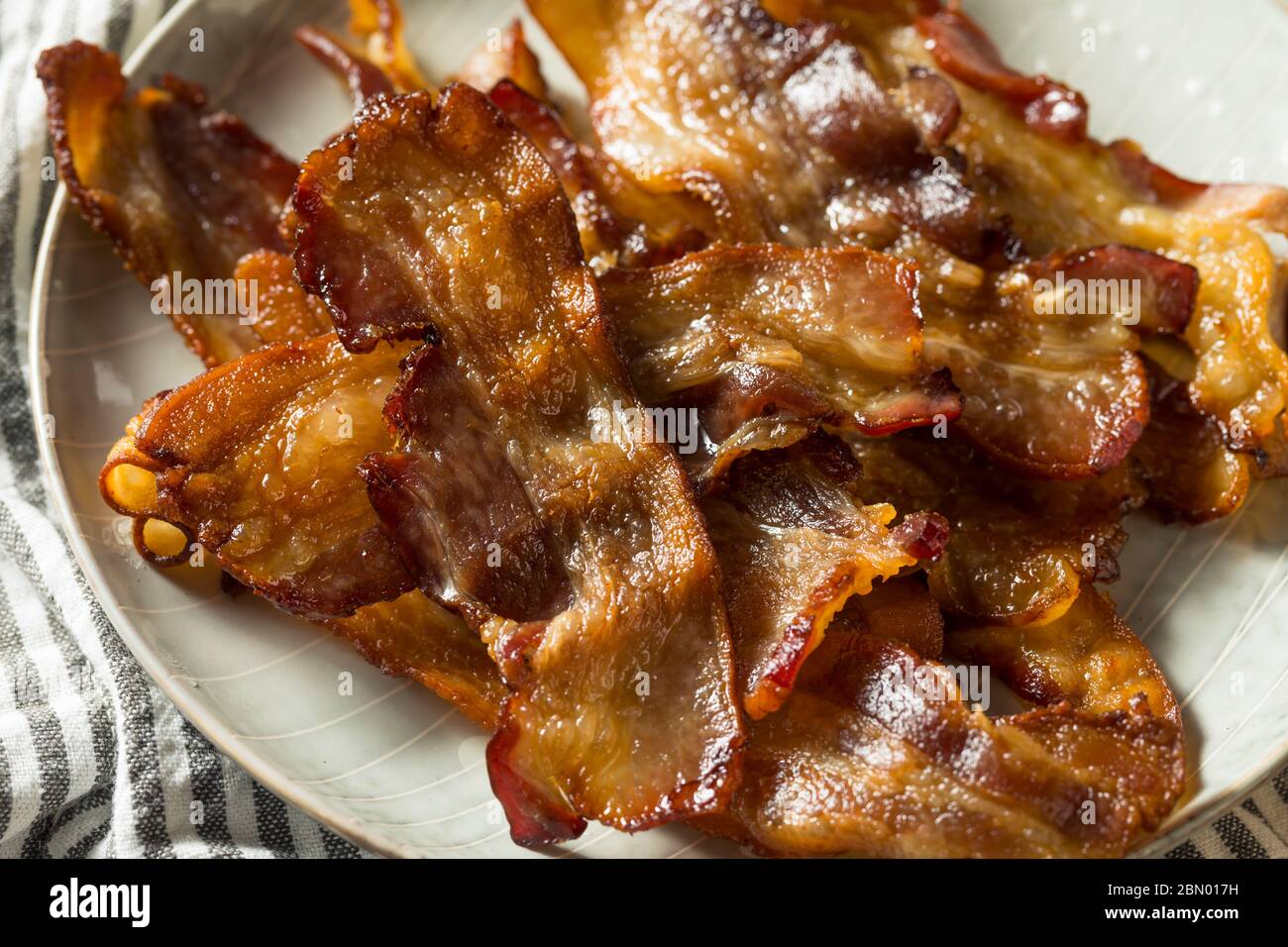 Homemade Salty Uncured Baked Bacon Ready to Eat Stock Photo