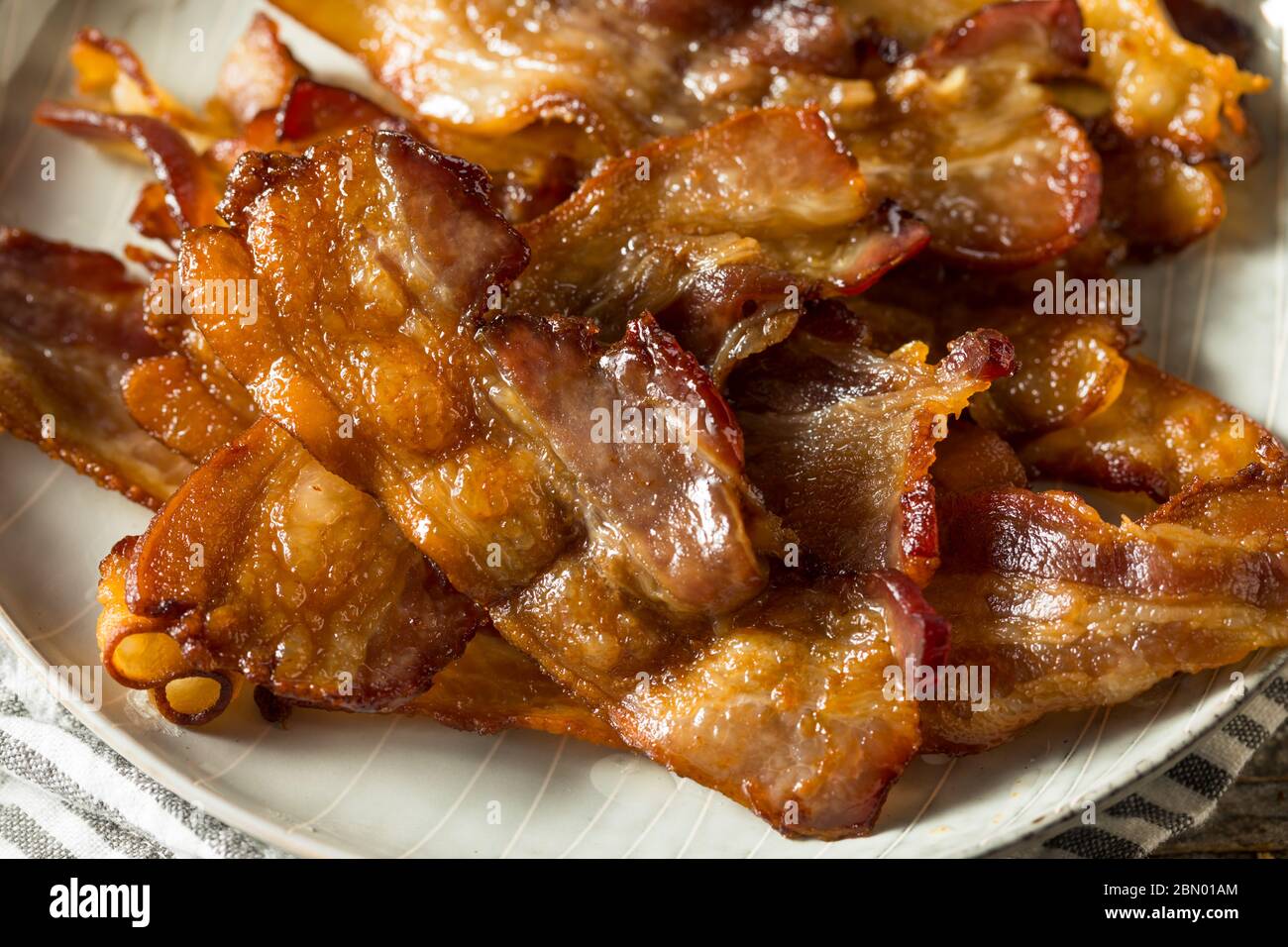 Homemade Salty Uncured Baked Bacon Ready to Eat Stock Photo