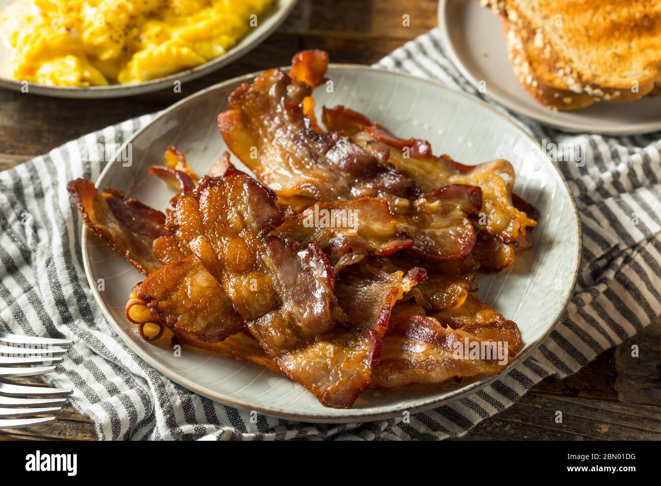 Homemade Salty Uncured Baked Bacon Ready to Eat Stock Photo