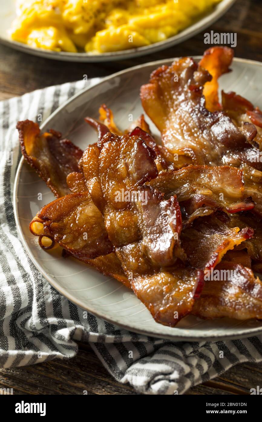 Homemade Salty Uncured Baked Bacon Ready to Eat Stock Photo