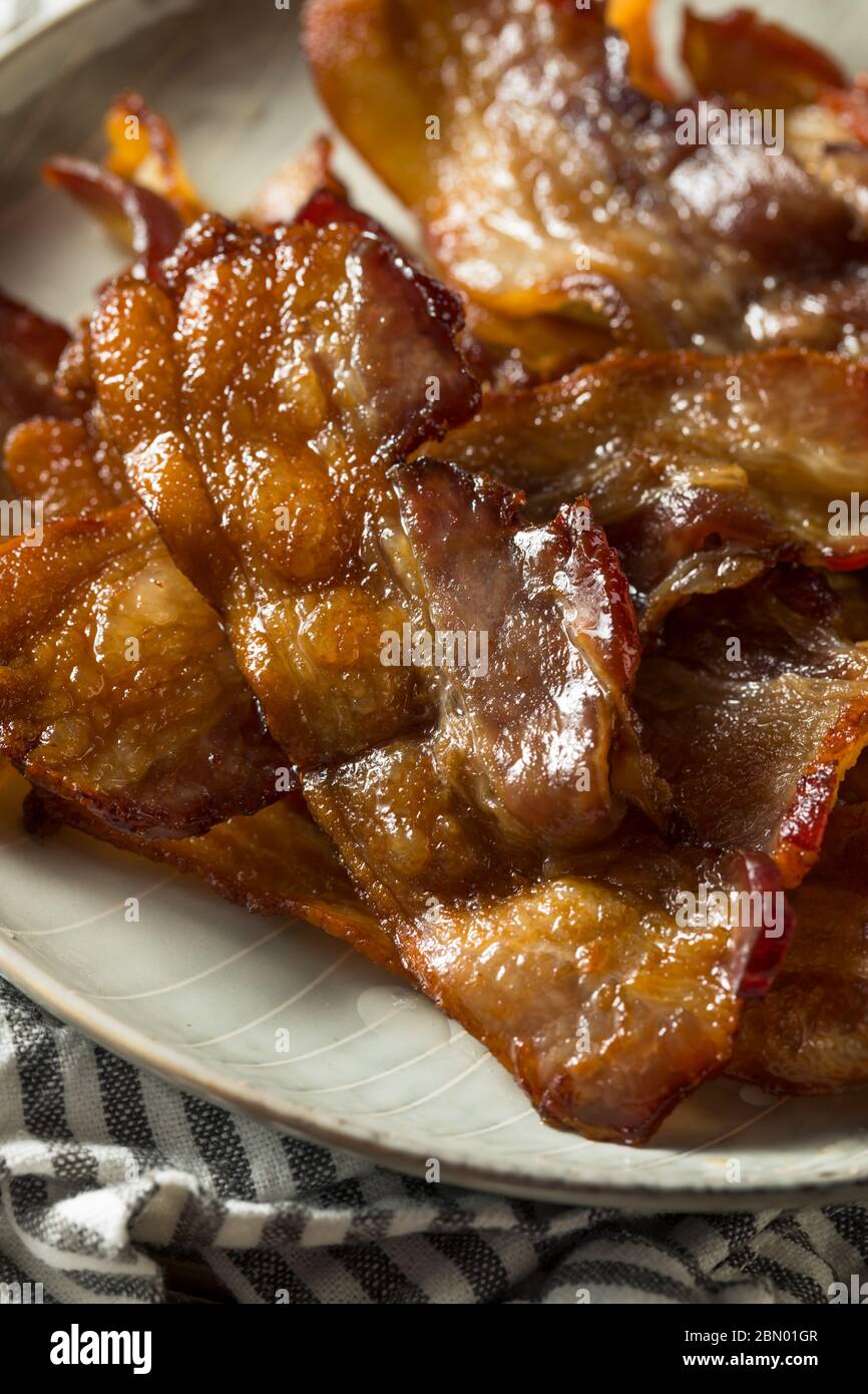 Homemade Salty Uncured Baked Bacon Ready to Eat Stock Photo