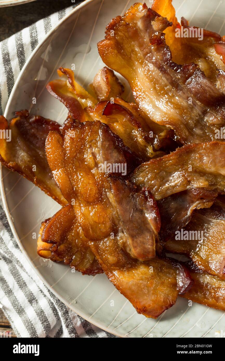 Homemade Salty Uncured Baked Bacon Ready to Eat Stock Photo