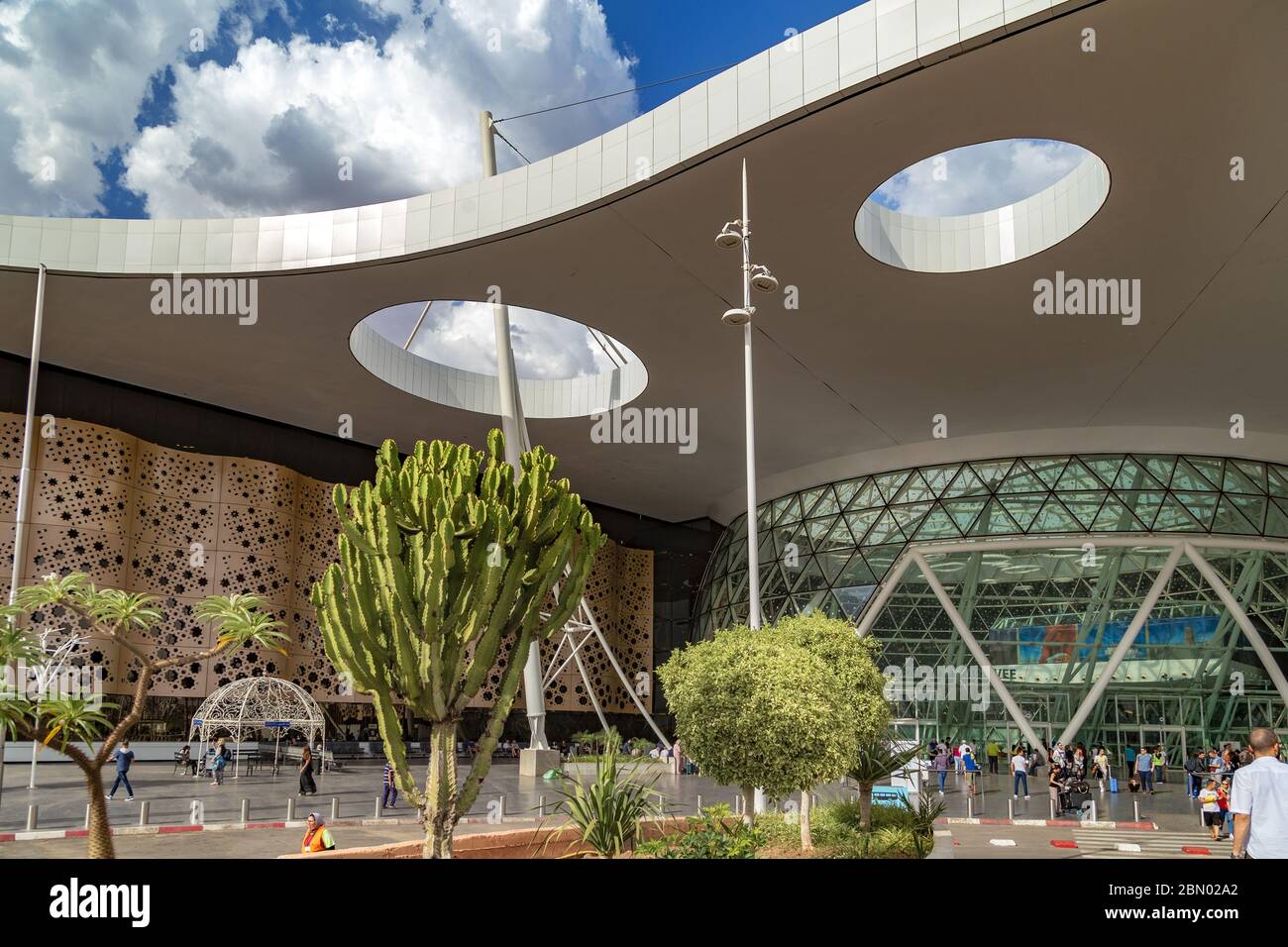 The Menara International Airport building ,with its stunning architectural design,the harmonious blend of modern and traditional architectural element Stock Photo