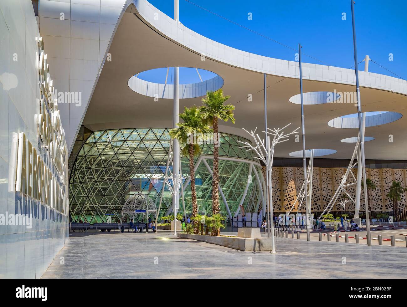 The Menara International Airport building ,with its stunning architectural design,the harmonious blend of modern and traditional architectural element Stock Photo