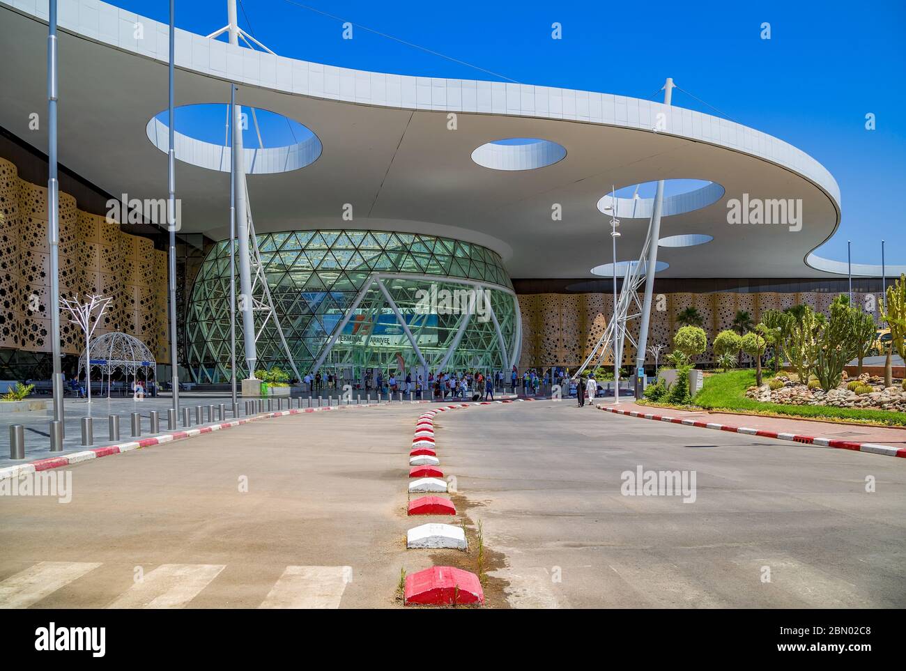The Menara International Airport building ,with its stunning architectural design,the harmonious blend of modern and traditional architectural element Stock Photo